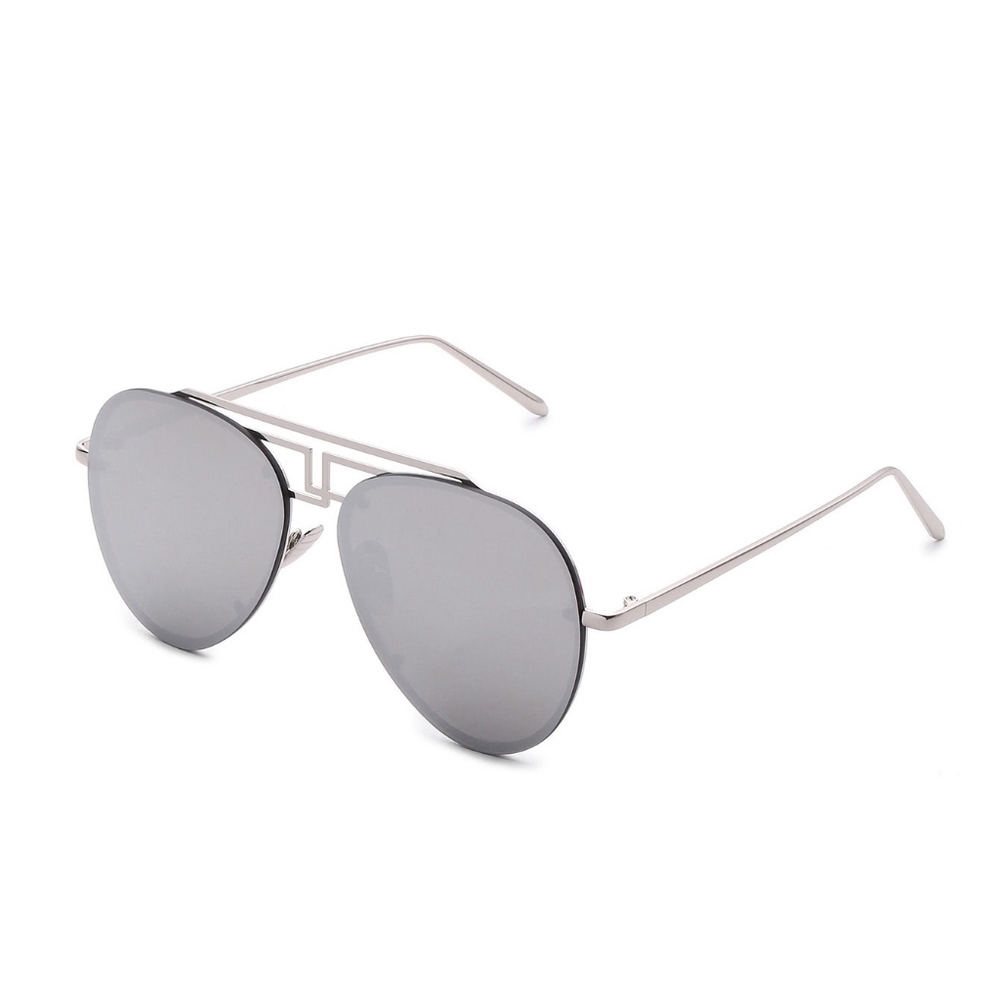 Silver gun metal aviator sunglasses w. mirror lens